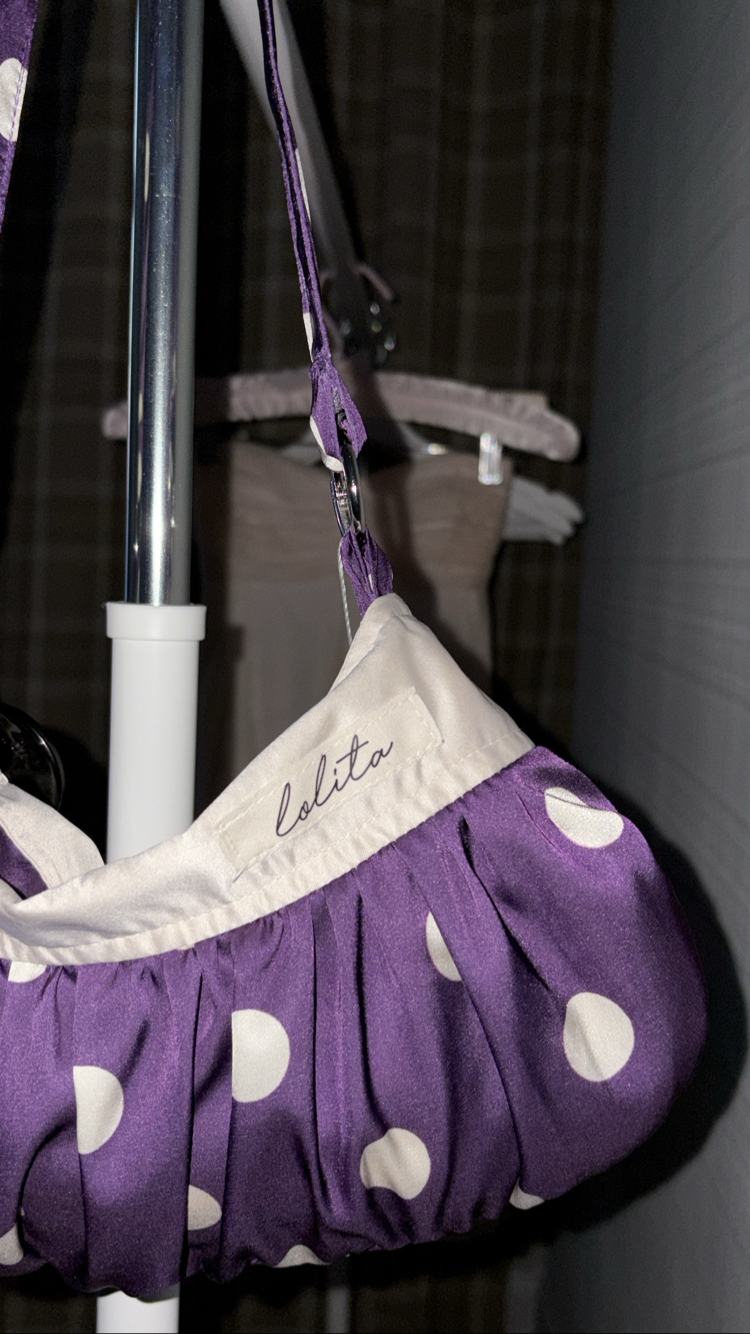 Violet Satin Button Bag