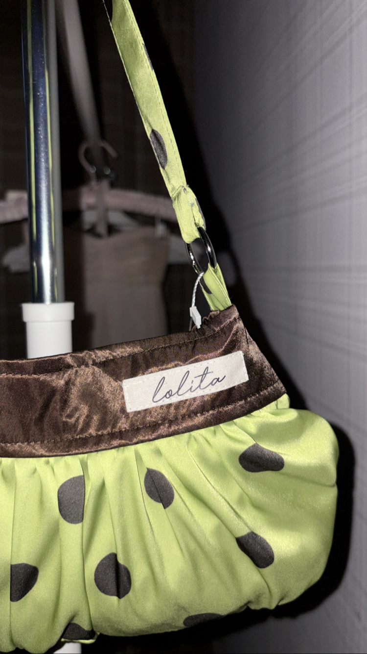Matcha Satin Button Bag