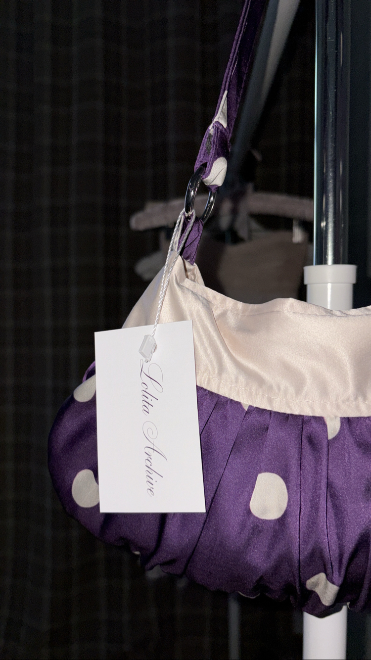 Violet Satin Button Bag