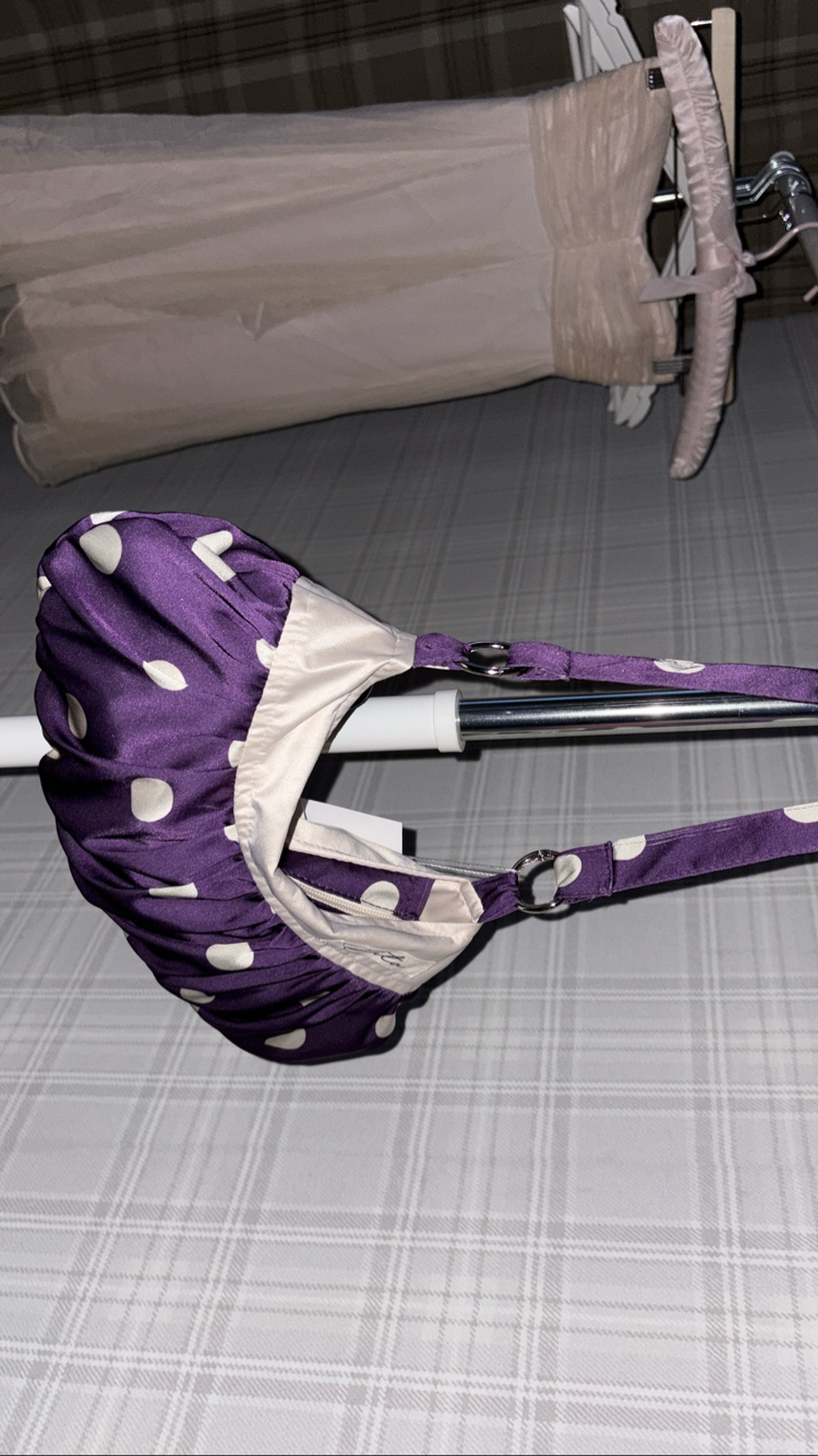 Violet Satin Button Bag