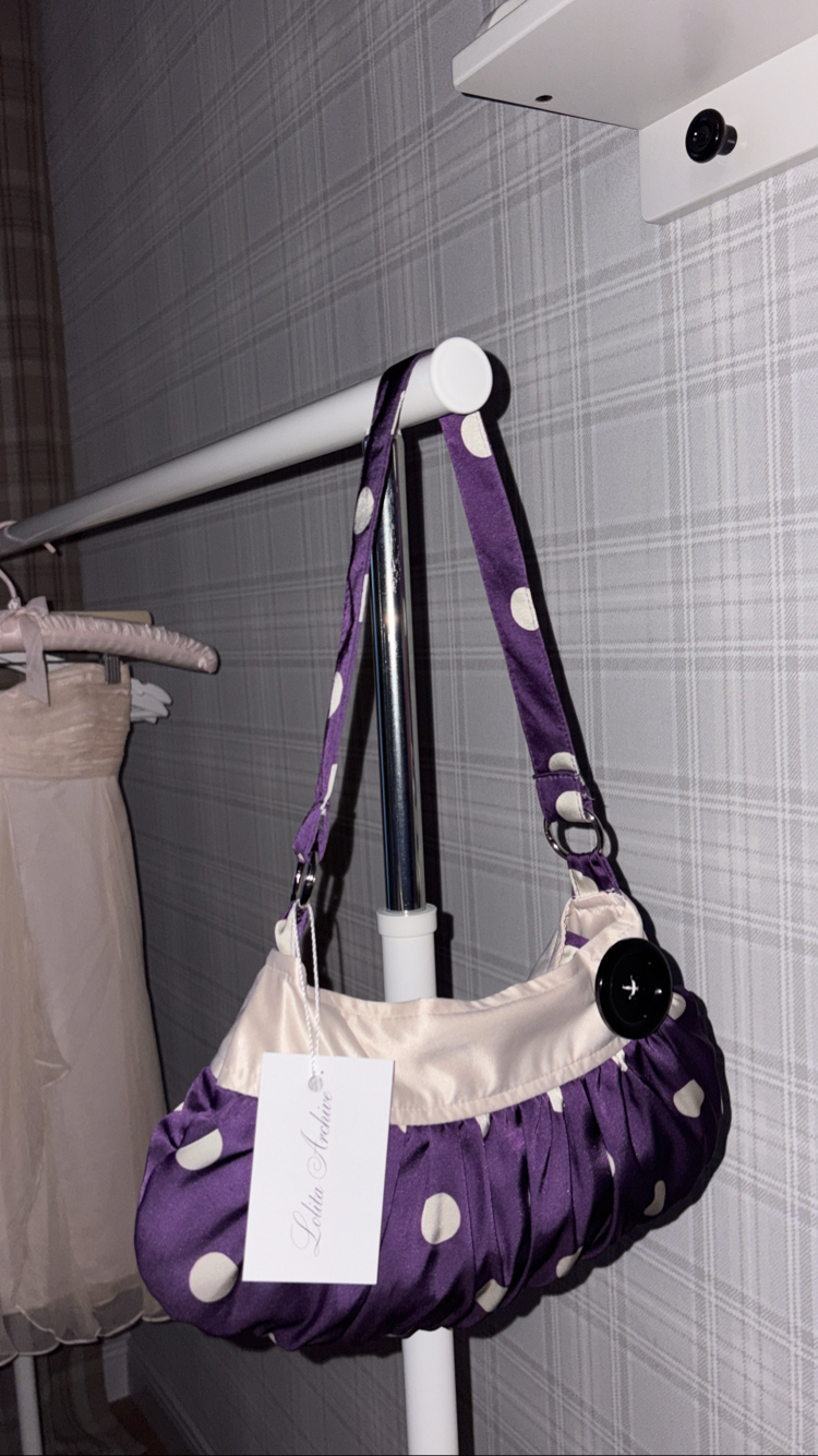 Violet Satin Button Bag