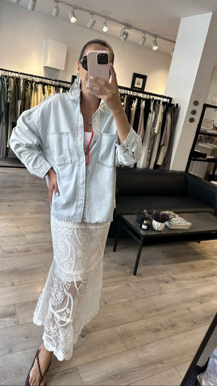 Buz Mavisi Denim Gömlek/Ceket