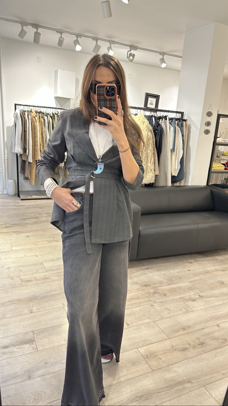 Arka Bel Lastikli Palazzo Denim