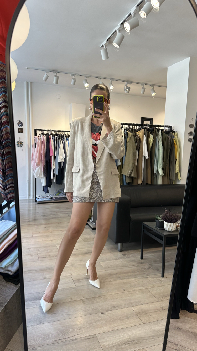 Ham Keten Astarlı Blazer