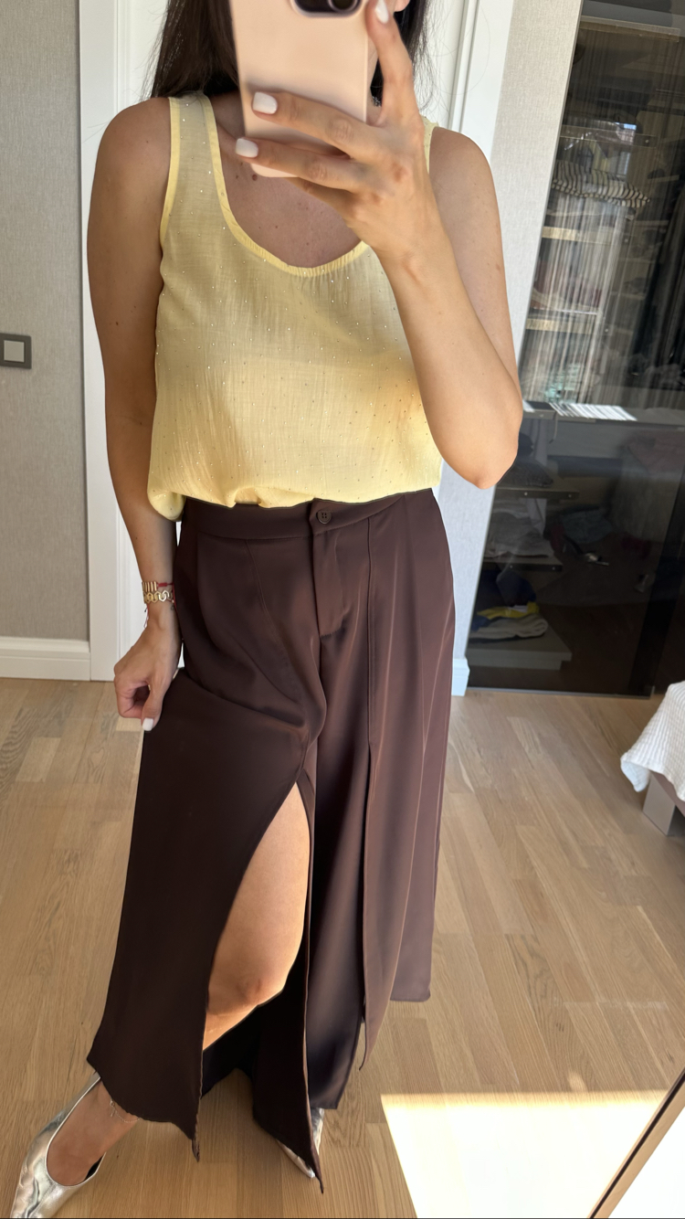 Taşlı Sarı Bluz