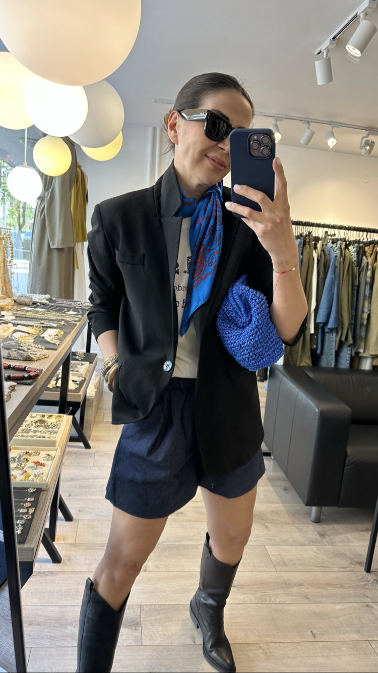 Bel Lastikli Denim Şort