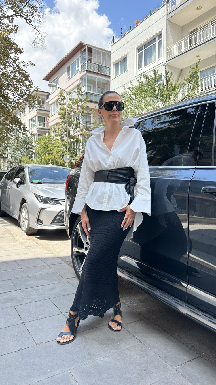Arkası Uzun Oversize Pamuk Gömlek