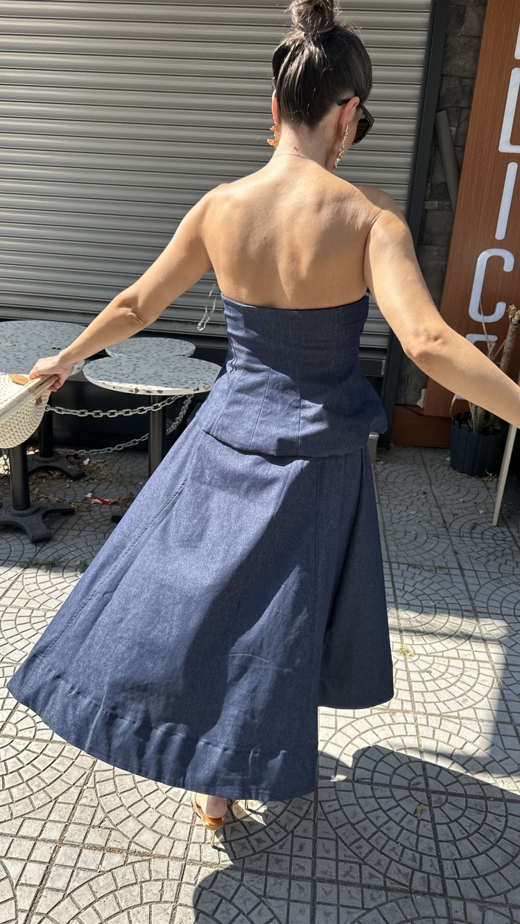 Likralı Denim Büstiyer