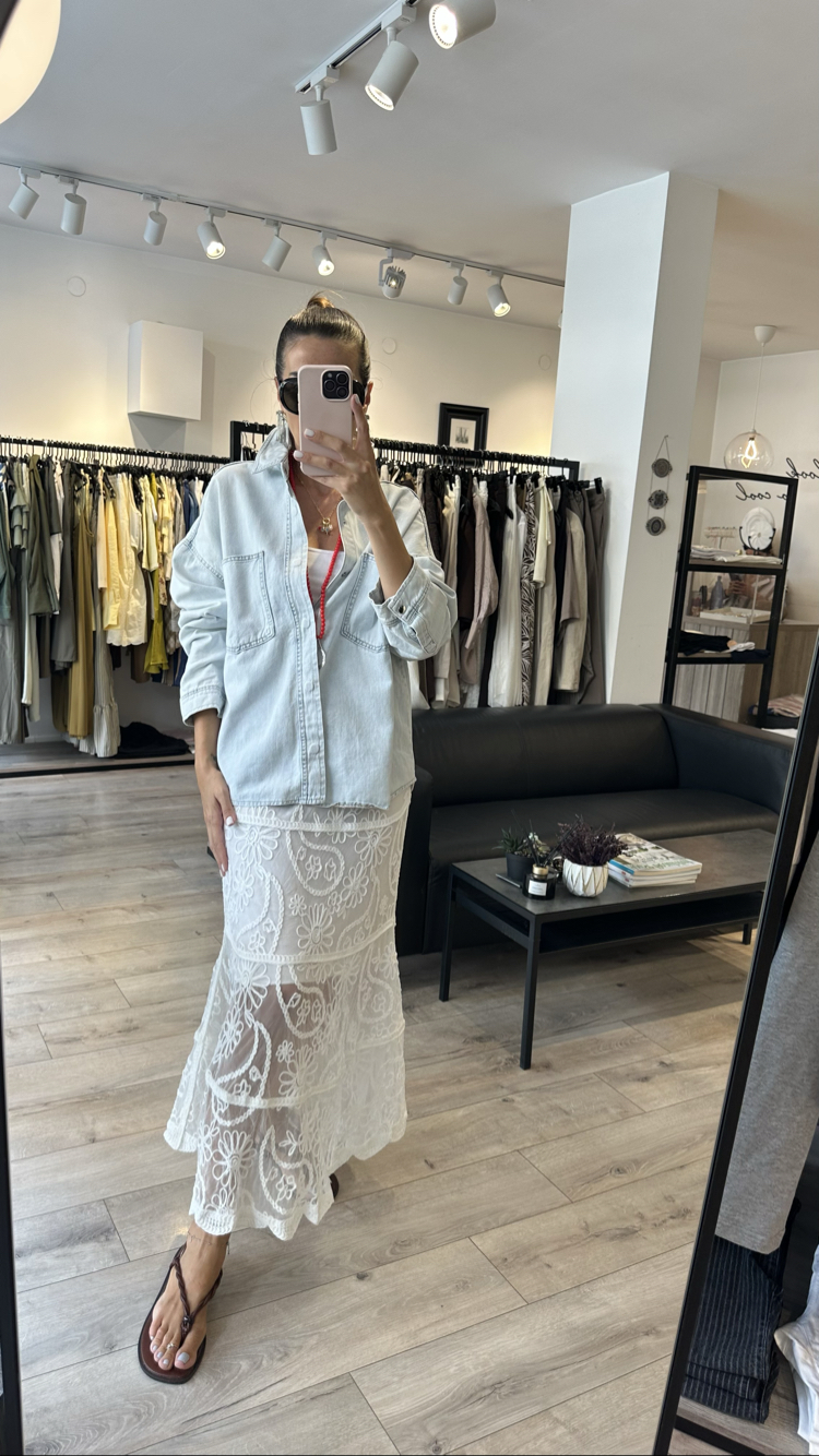 Buz Mavisi Denim Gömlek/Ceket