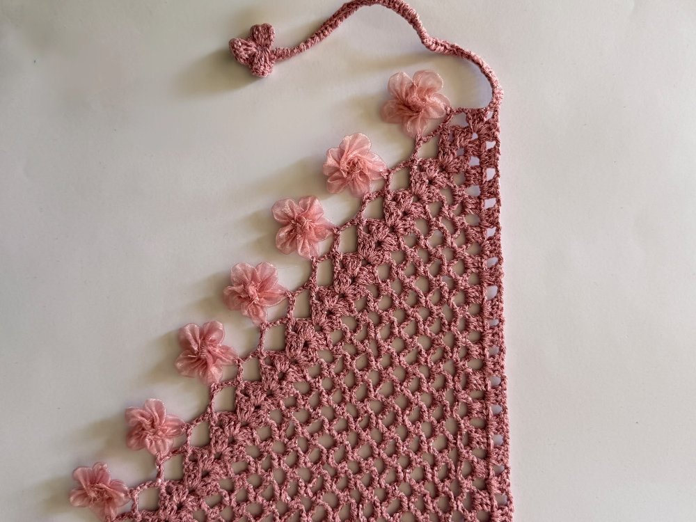 El Örgüsü Pudra Pembe Kadın Şal ve Bandana

