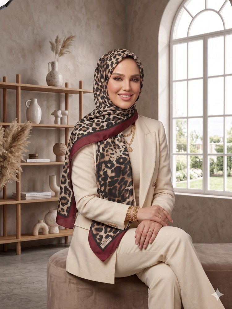 Madame Polo Leopar Soft Pamuk Şal 