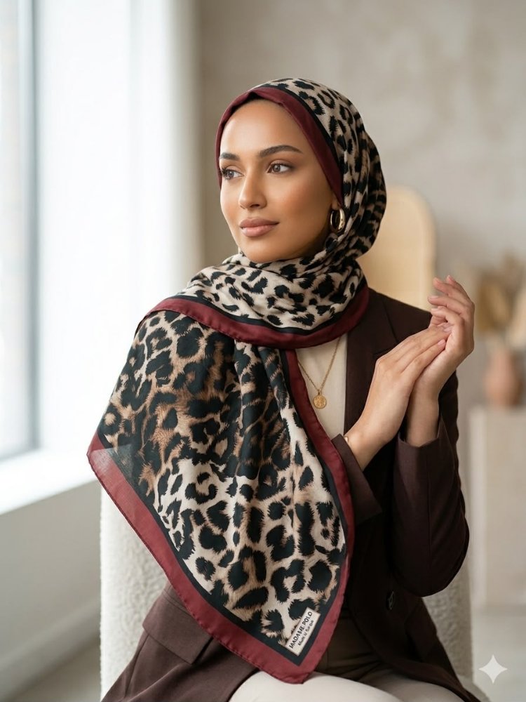 Madame Polo Leopar Soft Pamuk Şal 