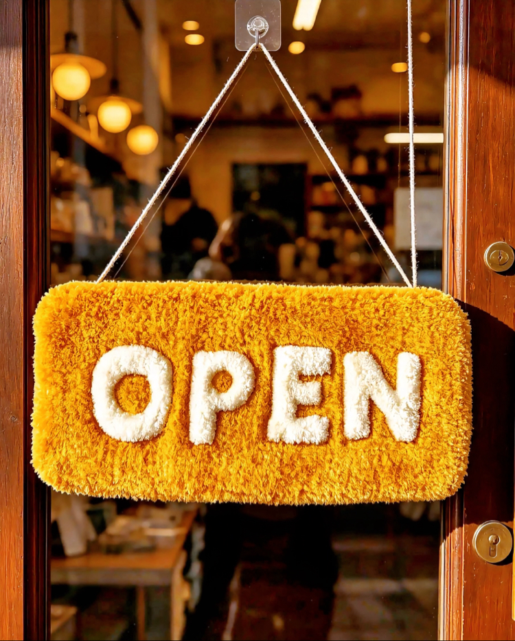 Kişiye Özel Renkli Tufting "Open/Closed" Kapı Tabelası