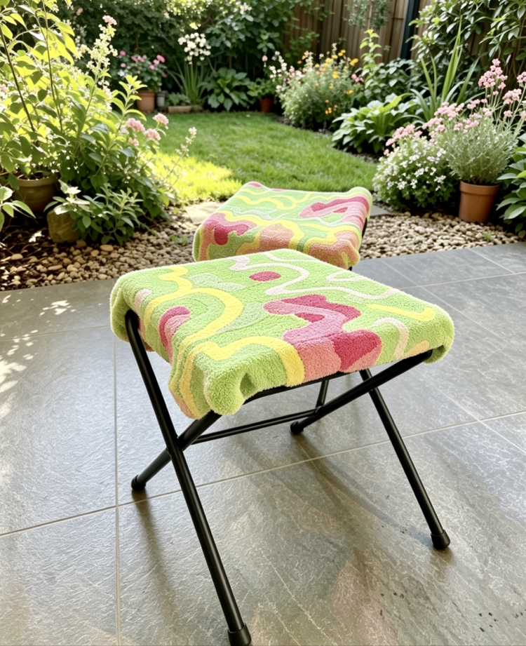 Kişiye Özel El Yapımı 3'lü Tufting Tabure Takımı