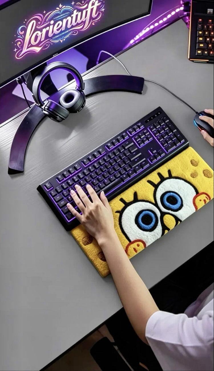 Spongebob Tufting Klavye Destek Halısı