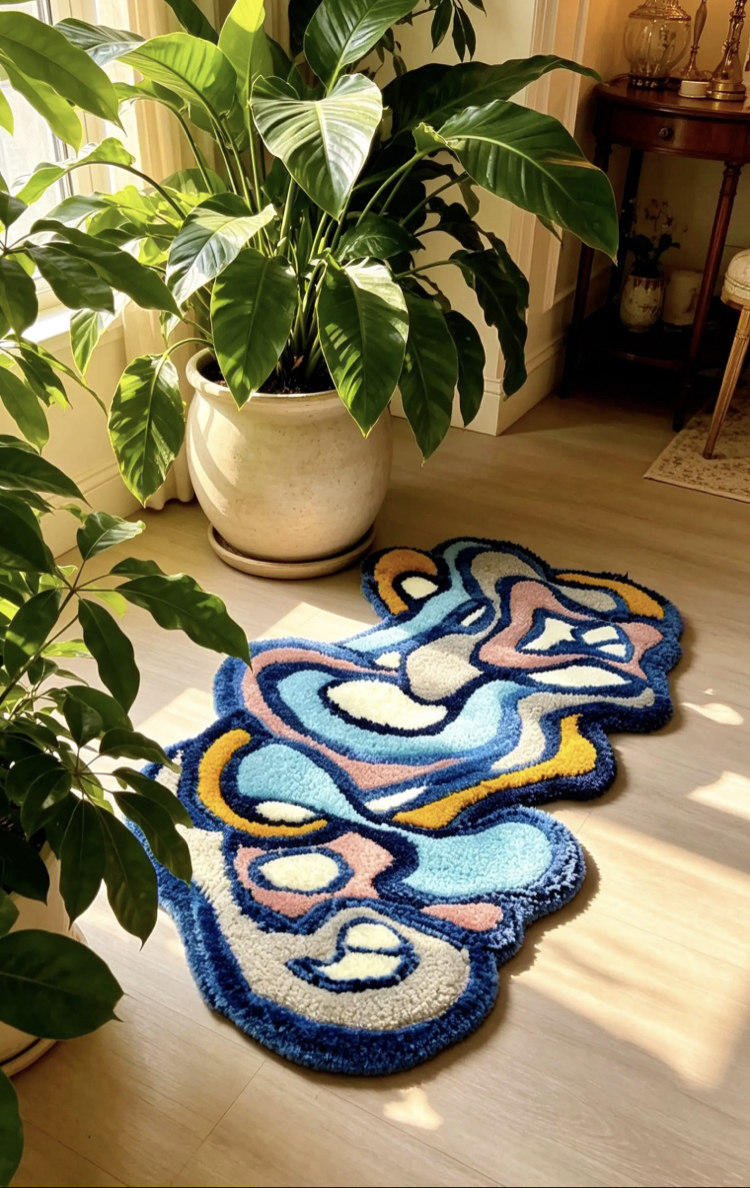 Soyut Dalgalar Tufting Halı