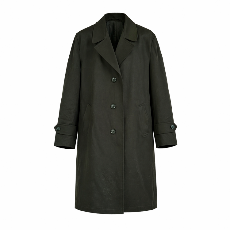 Minimal Vintage Trençkot – Koyu Haki / Oversize Form