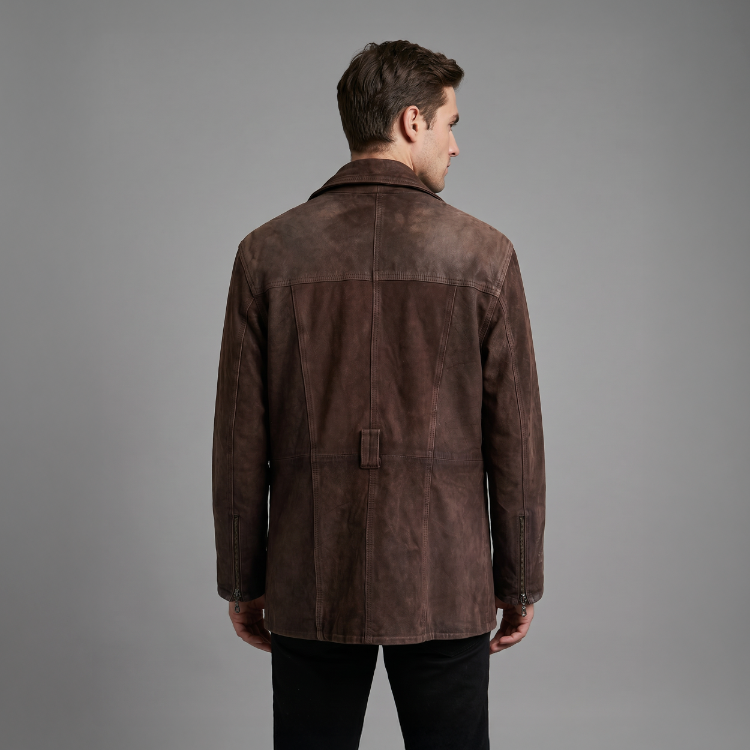 Vintage Hakiki Deri Ceket – Koyu Kahve / Karakterli Slim Form