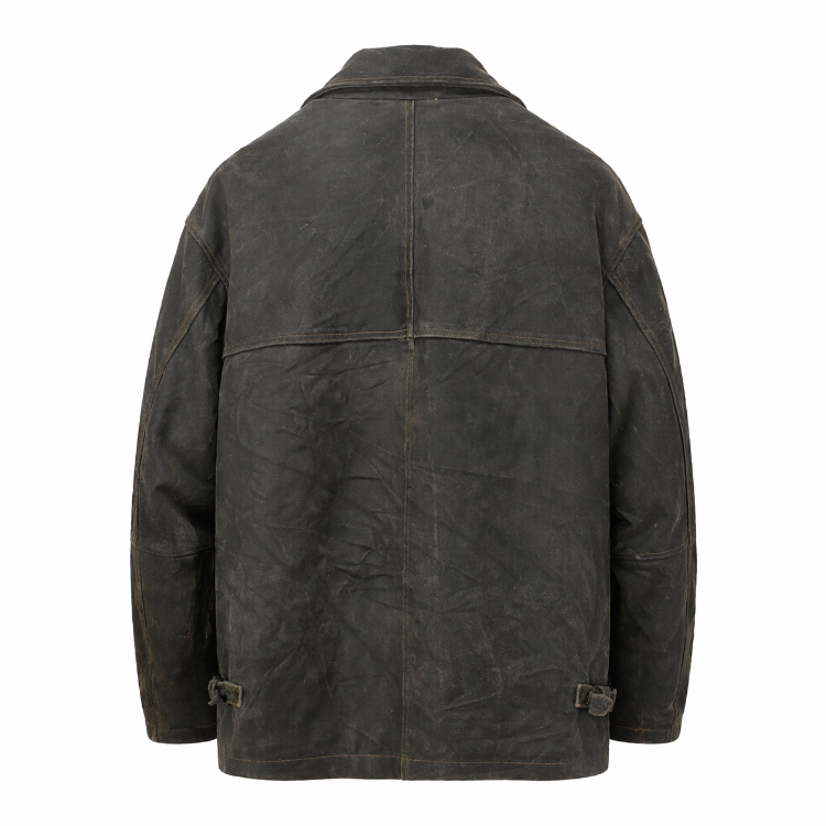 Vintage L-XL Oversize Eskitme Nubuk Deri Mont