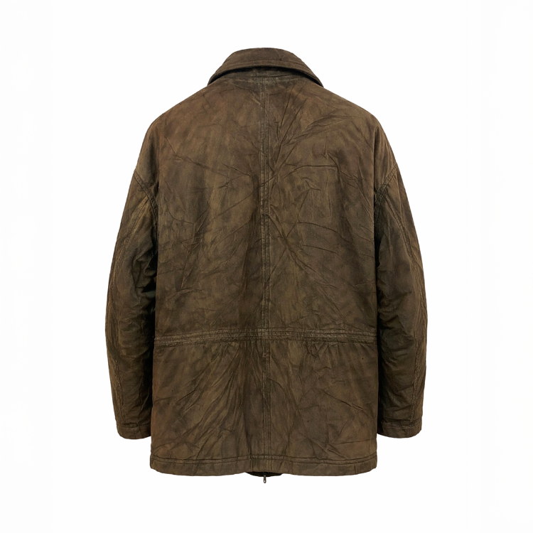 Vintage L-XL Oversize Nubuk Eskitme Mont - Invoice Menswear Çift Astarlı