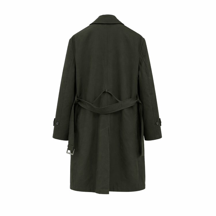 Minimal Vintage Trençkot – Koyu Haki / Oversize Form