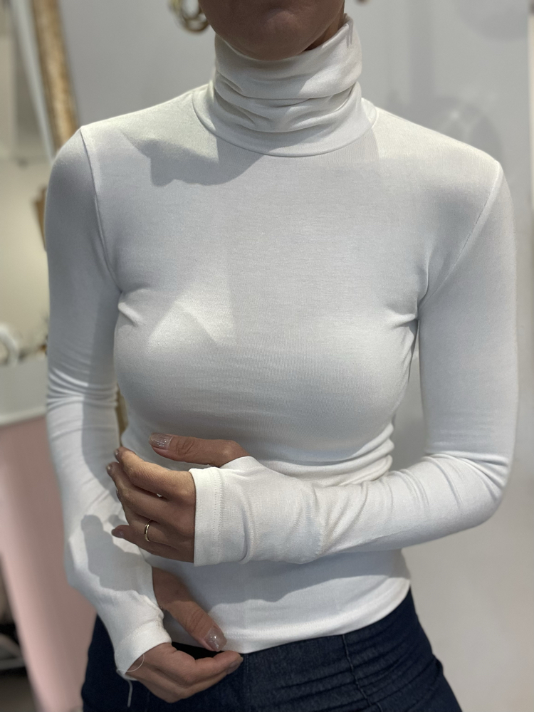Kadın, Yumoş Dokulu, Beyaz Boğazlı Body