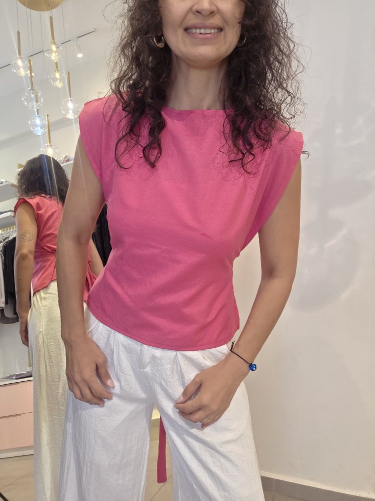 Kadın, Çok Yönlü Bağlama Detaylı, Kayık Yaka, Pembe, Tasarım Bluz