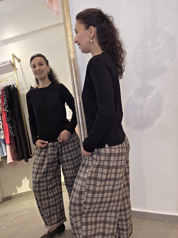 Kadın, Bisiklet Yaka, Modal Kumaş, Siyah Sweatshirt