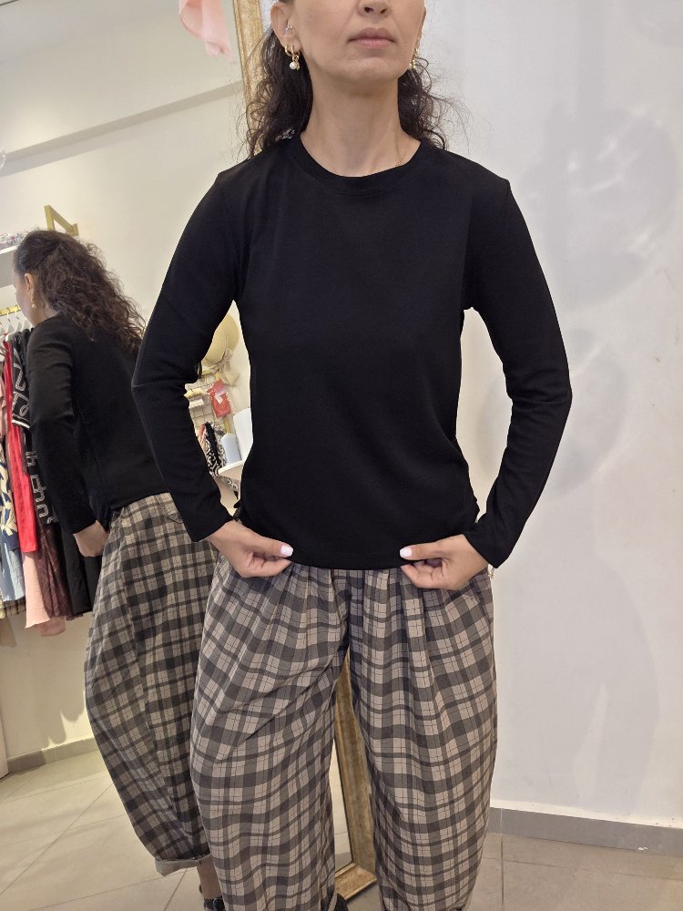 Kadın, Bisiklet Yaka, Modal Kumaş, Siyah Sweatshirt