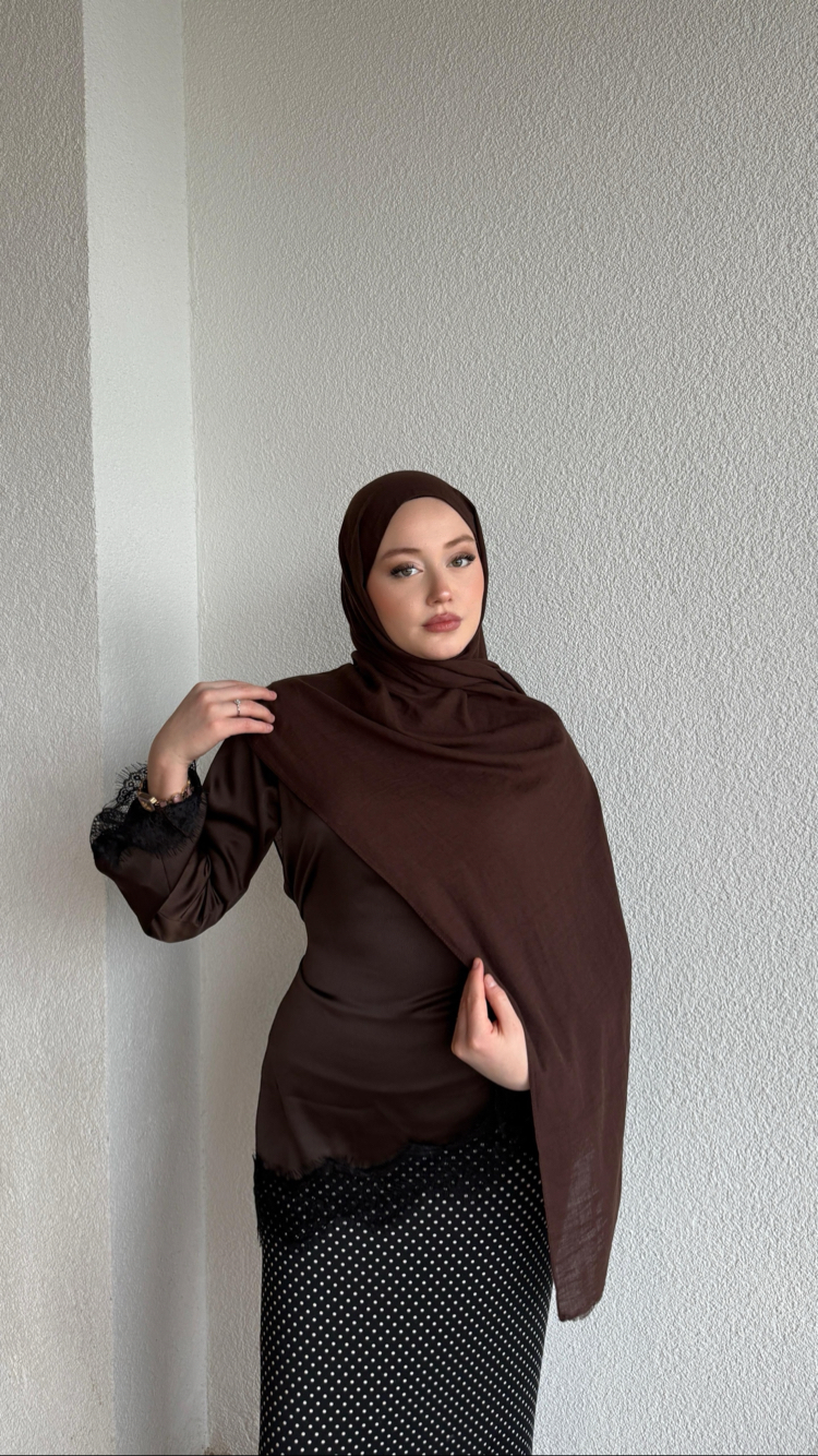 Acı kahve neo pamuk şal