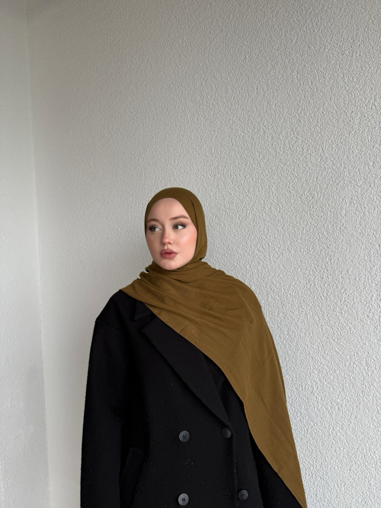 Zeytin yeşili neo pamuk şal