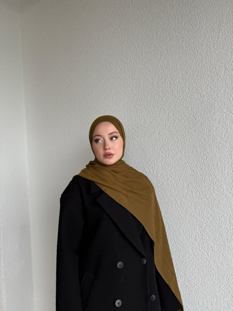 Zeytin yeşili neo pamuk şal