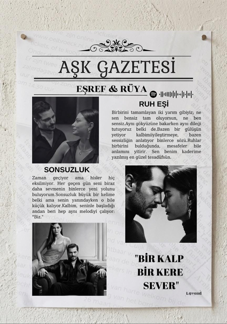 Kişiye özel dijital tasarım-2 (Aşk gazetesi)