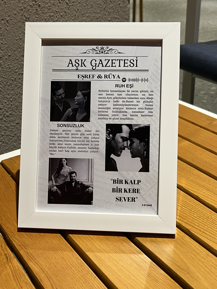 Kişiye Özel tasarım çerçeve-2(Aşk gazetesi)