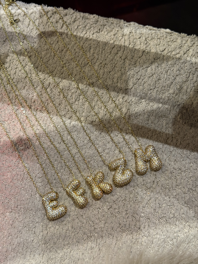 Çelik Bubble Harf Kolye | Gold