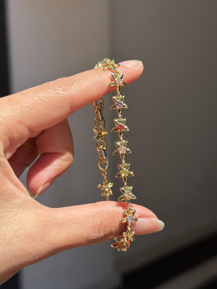 Premium Seri Soft Renkli Flower Bileklik | 14k Gold
