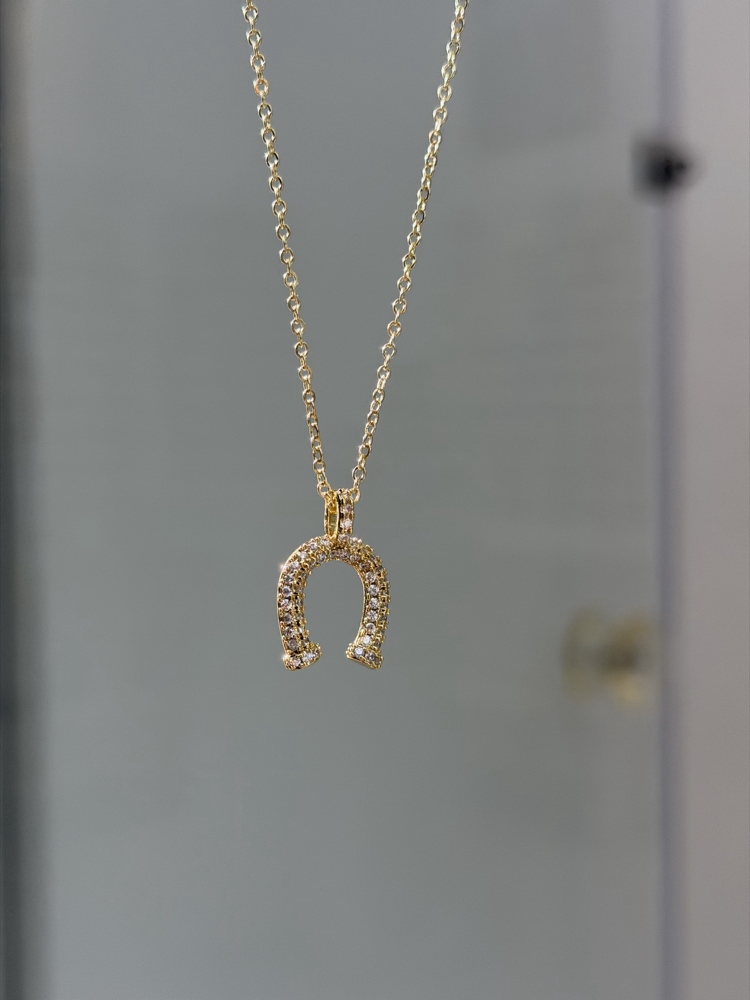 Çelik Taşlı Nal Kolye | 14k Gold