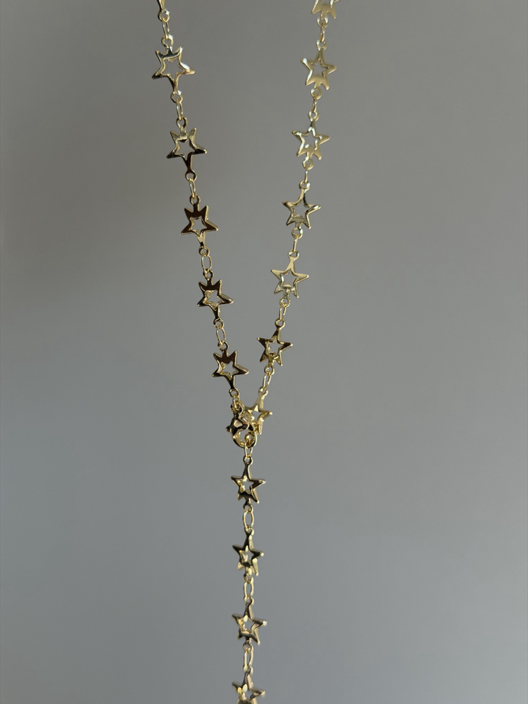 Çelik Yıldızlı Y Kolye | 14k Gold