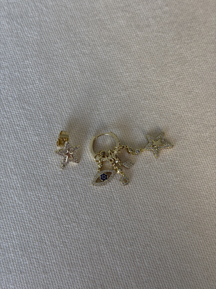 Xuping 14k Yıldız& Göz Charm Küpe 
