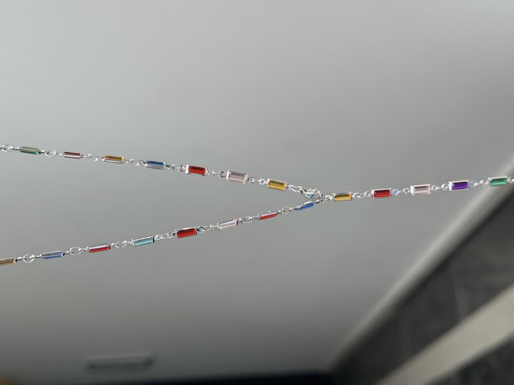 Silver Renkli Dikdörtgen Kesim Y Kolye