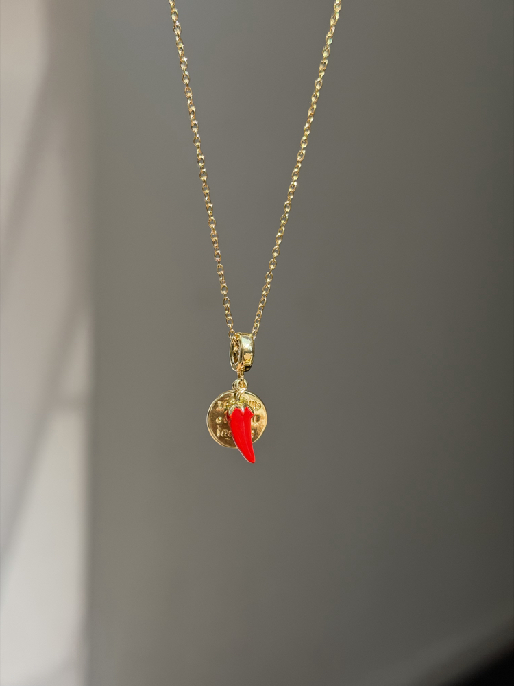 Çelik Biber & Charm Kolye | Gold