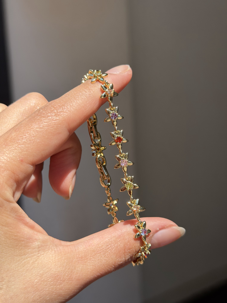 Premium Seri Soft Renkli Flower Bileklik | 14k Gold