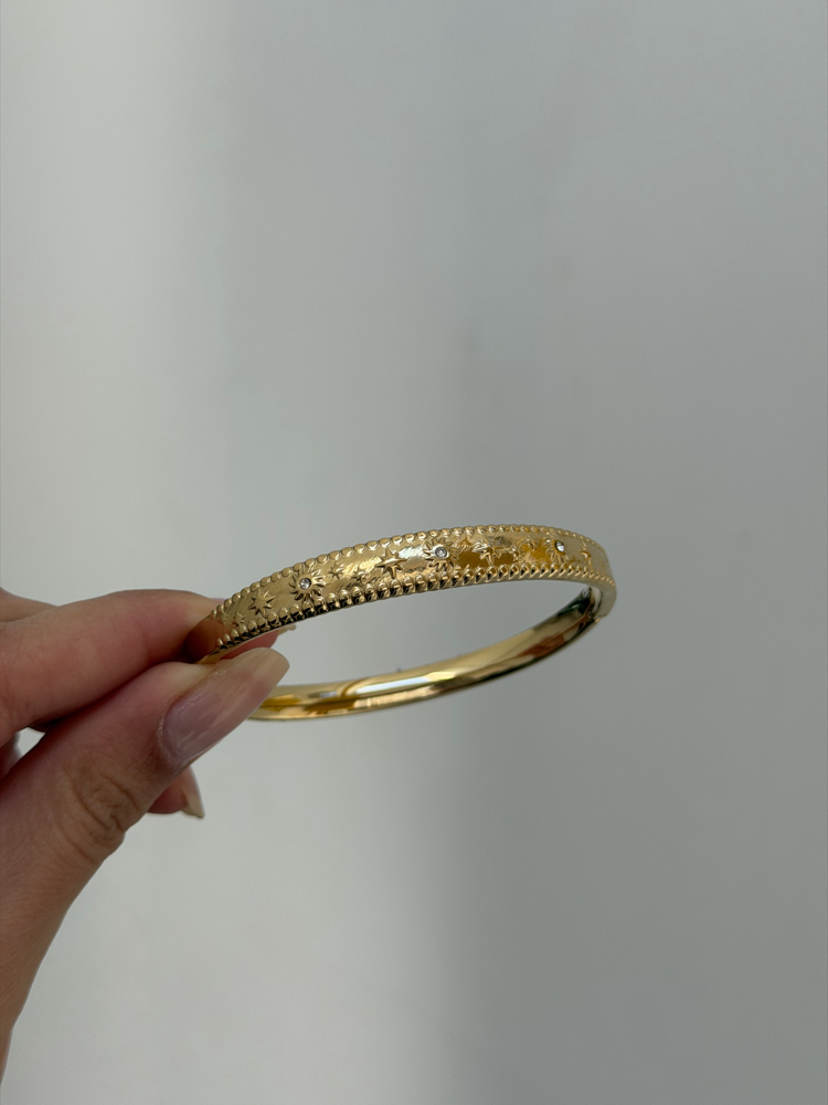 Çelik Vintage Motif Kelepçe | Gold