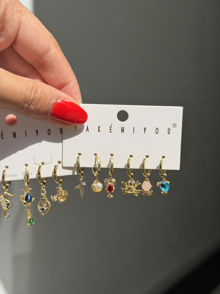 İthal Renkli Summer 6lı Küpe Seti | Gold
