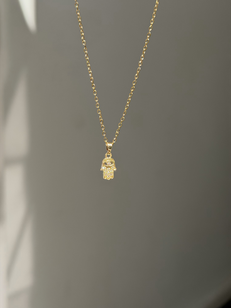 Çelik Mini Hamsa Kolye | Gold
