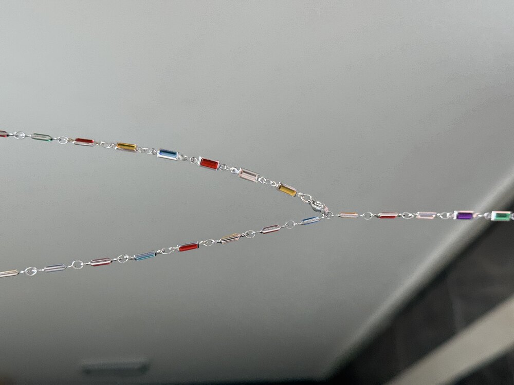 Silver Renkli Dikdörtgen Kesim Y Kolye