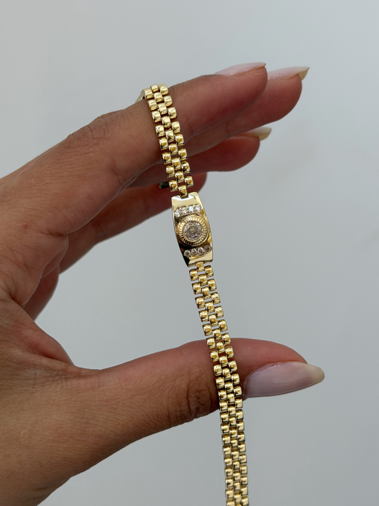 Premium Seri Hasır Kordonlu Taş Detay Bileklik | Gold
