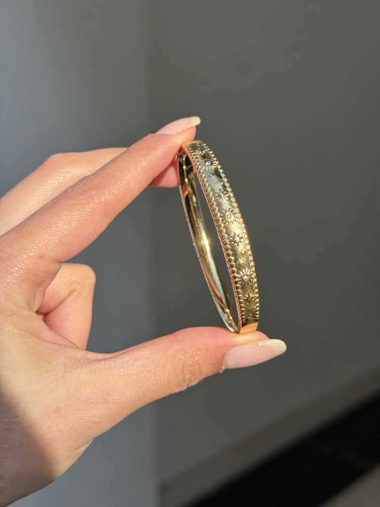 Çelik Vintage Motif Kelepçe | Gold