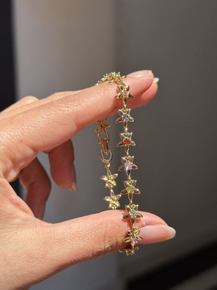 Premium Seri Soft Renkli Flower Bileklik | 14k Gold