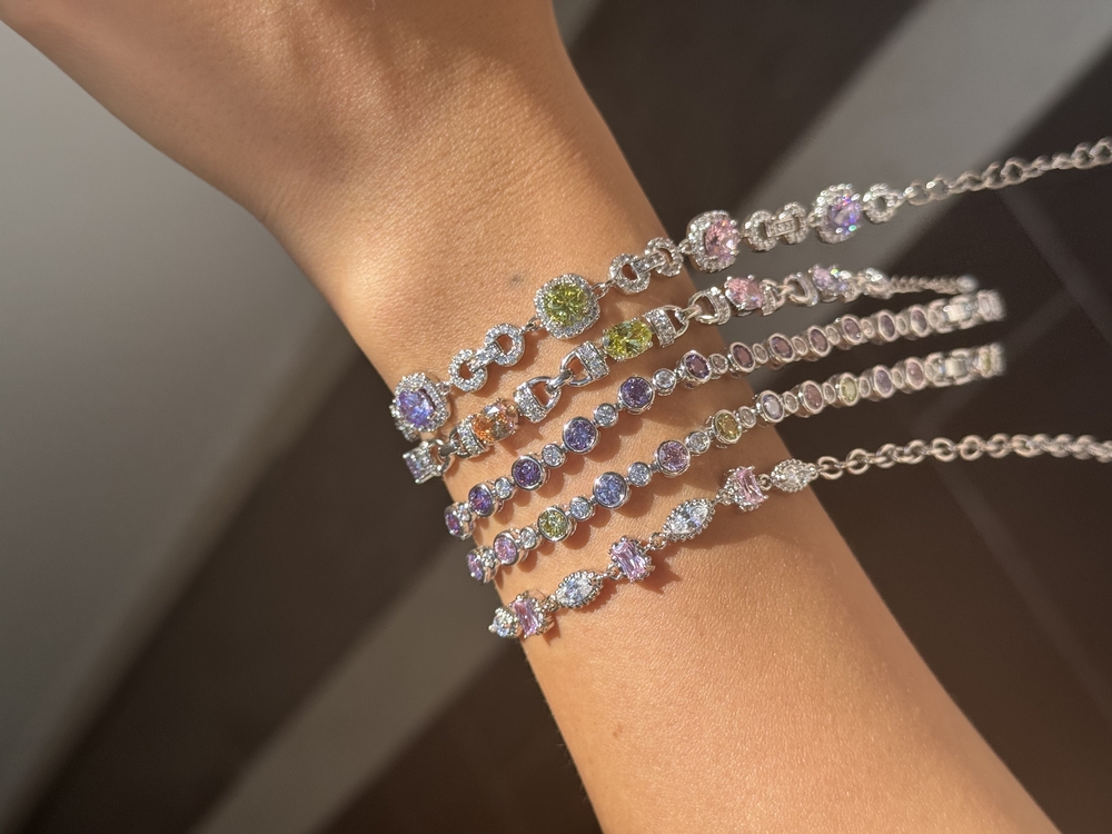 Xuping Silver Soft Renkli Taşlı Blok Bileklik (4)
